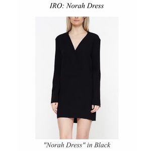 IRO Norah Dress NWT solid black long sleeve mini dress V neck LBD XS/S